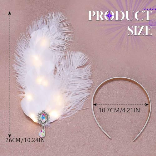 JAKAWIN Pinza para el cabello con plumas modelo 1920 Flapper con iluminación LED para carnaval y fiestas miniatura 4