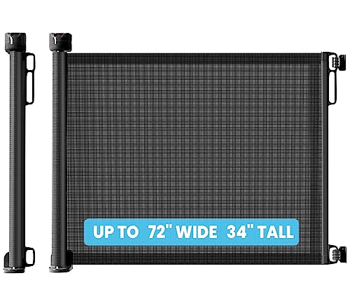 Image of Retractable Baby Gates for Stairs Doorways, [Upgraded Double Lock] 34" Tall, Extra Wide up to 72", Mesh Pet Puppuy Dog Gate for House, Hallways, Indoor/Outdoor (72 inch, Black)