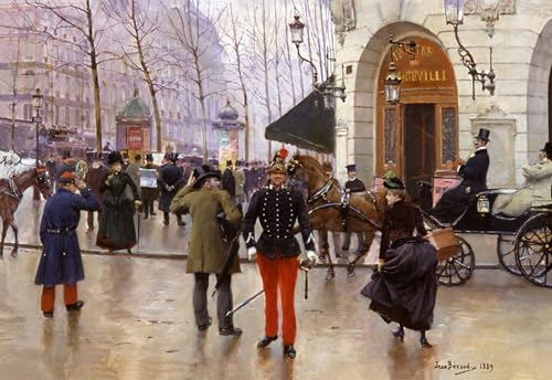 Cuadro en lienzo Jean Beraud pintura famosa Parigi Grands Boulevards 60x90cm