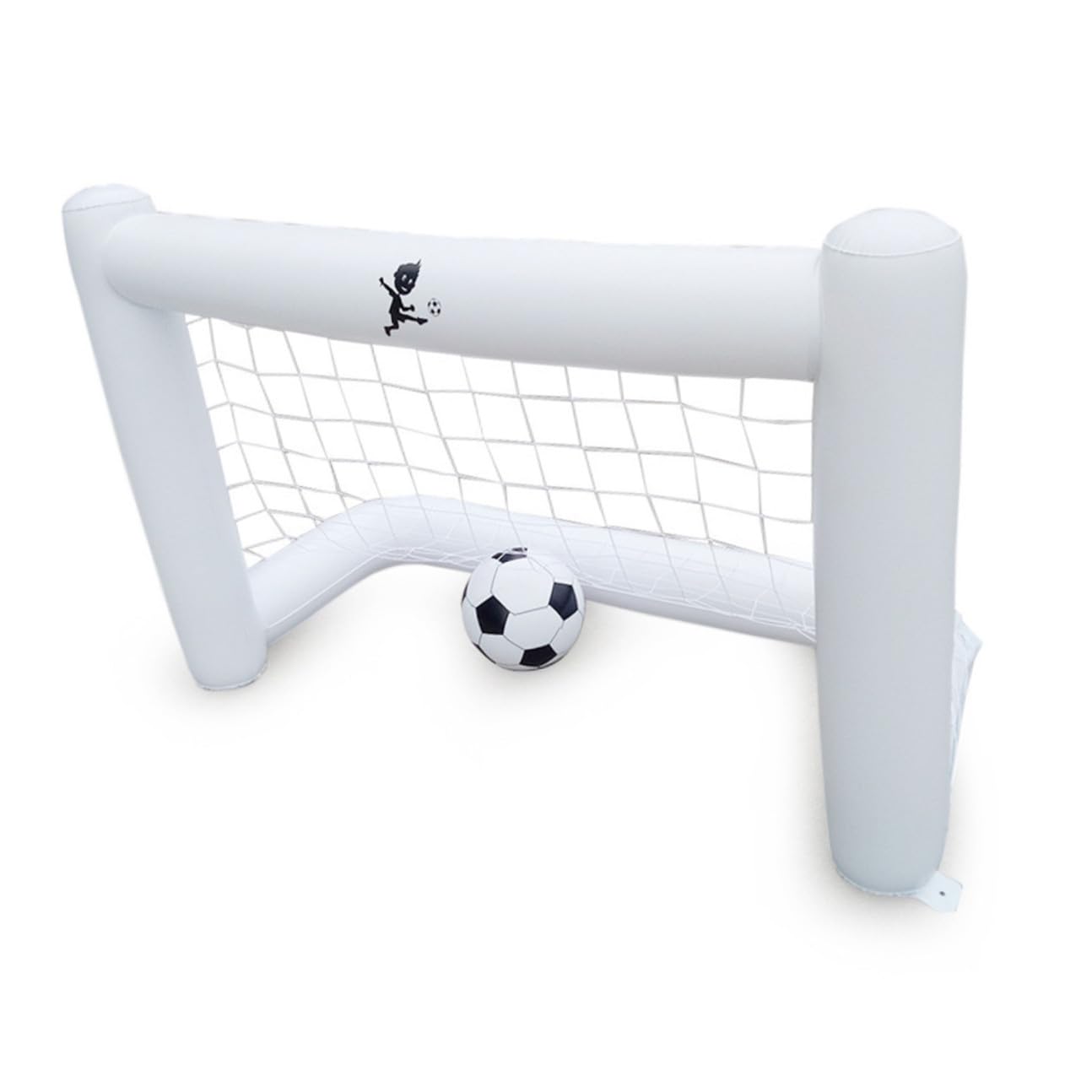 Porta da Calcio Gonfiabile 160cm Bianca in PVC con Rete e Pallone | Porta Gonfiabile Calcio per Picnic e Giardino, Pvc Leggero, Rete e 1 Pallone, per Parco e Scuola Sportiva