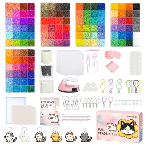 Fuse Beads Kit-120 Colors 62000 2.6mm-Easy DIY Built-in Iron | DIY Crafts Supplies for Women Great Supplies for Fuse Beads Artist Art Decorations for Room Ideal Gift Pixel ArtAll-in-One (A Set)