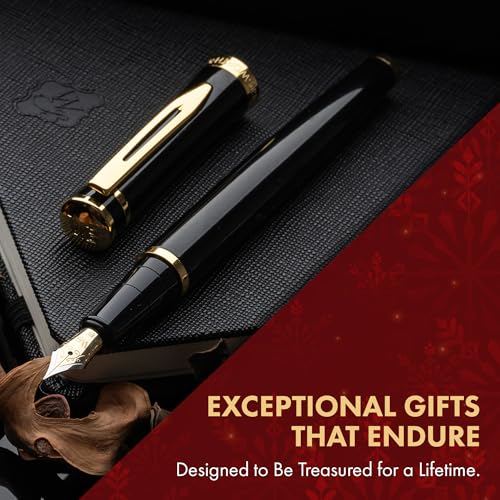 Image of Wordsworth & Black Luxury Fountain Pen Set for Writing, Medium Nib, Pink | Gift for Men & Women, Brass Body, 18K German Iridium, Calligraphy, Converter + 24 Ink Cartridges, Refillable, Leak-Free