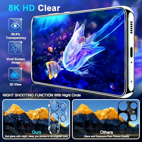 Image of 3 Pack for Samsung Galaxy S25 Ultra Screen Protector Tempered Glass + 3 Pack Camera Lens Protector, Military Grade Shatterproof, 9H Hardness, Fingerprint Unlock,Case Friendly 6.9 Inch