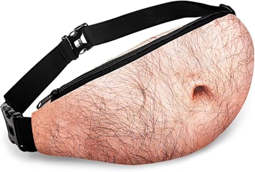 Bamomby Funny Gag Gifts White Elephant Gift Dad Belly Pack Christmas Gag Gifts Exchange Fake Belly 3D Waist Bag for Mom Dad Sister Brother Friends (Thin Hair) (Thick Hair)