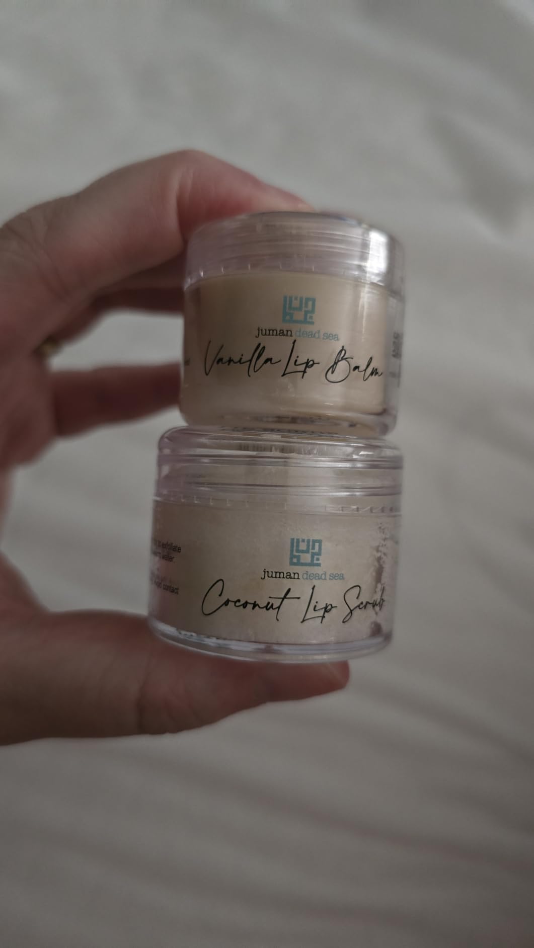 Juman Dead Sea Minerals Lip Gift Set | With Essential Oils | Exfoliating Lip Scrub & Moisturizer Set | Mastic & Cinnamon | Vegan | SLS & Paraben-Free | Great as a Gift