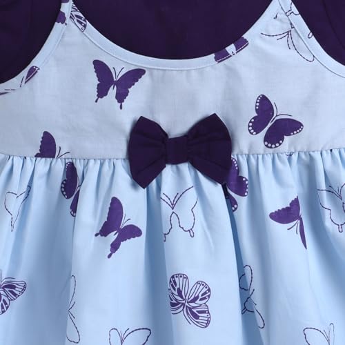 Image of Mama&Bebe Summer Dress for Girls with Cotton Soft Lining | Printed Fit & Flare Kids Outfit with Cute Bow Detail | Comfortable Breathable Party & Outing Dress for Toddlers and Little Girls