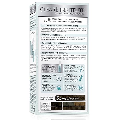 Foto von Colour Clinuance | Haarfärbemittel für Empfindliches Haar | Dauerhafte Färbung ohne Ammoniak Mehr Glanz | Intensive Farbe | 100% ige Deckung | 5.0 Hellbraun | Dermatologisch getestet