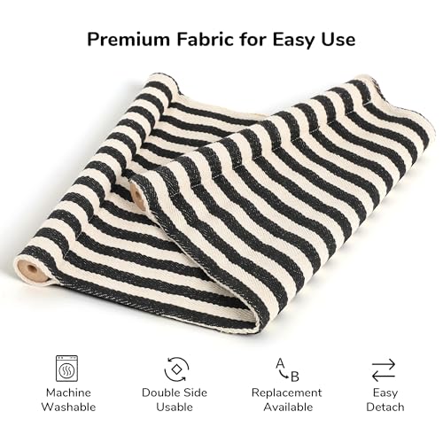 Image of FUKUMARU Cat Hammock Wall Mounted, Kitty Beds and Perches, Wooden Cats Furniture, Stable Wall Shelves for Sleeping, Playing, Climbing, and Lounging (M-Black Stripe)