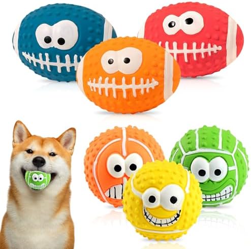 Nizirioo Quietschende Hundebälle, 6 Pcs Latex Hunde Quietsch Spielzeug ...