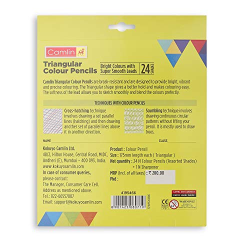 Image of Camel Oil Pastel (50 Shades) & Camlin Triangular Colour Pencil Set with Sharpener - Pack of 24 (Multicolour)
