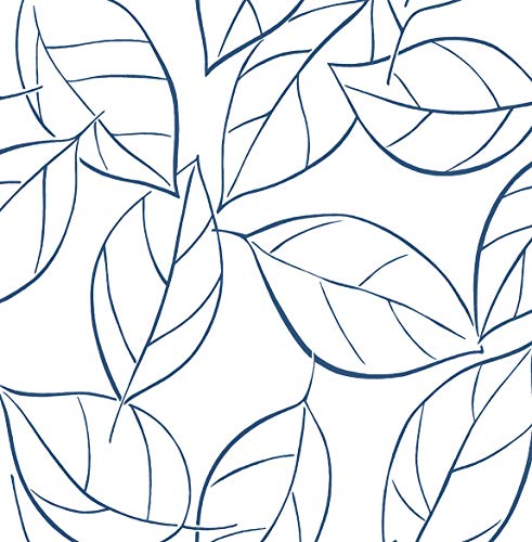 NextWall Tossed Leaves Peel and Stick Wallpaper (Navy Blue)