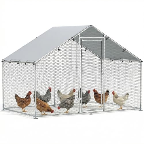 PawHut Gallinero para Exterior Walk-in 5-8 Gallinas 3x1,7x1,9 m Plata