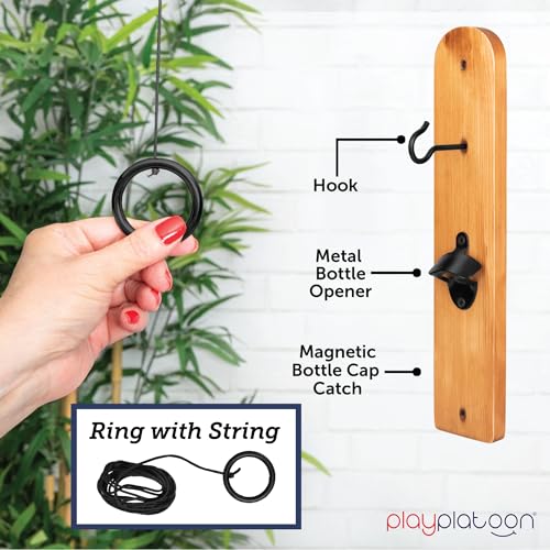Image of Play Platoon Hook and Ring Toss Bar Game for Adults - Wood Toss Ring Game for Adults - Perfect Home, Basements, & Bar Gifts