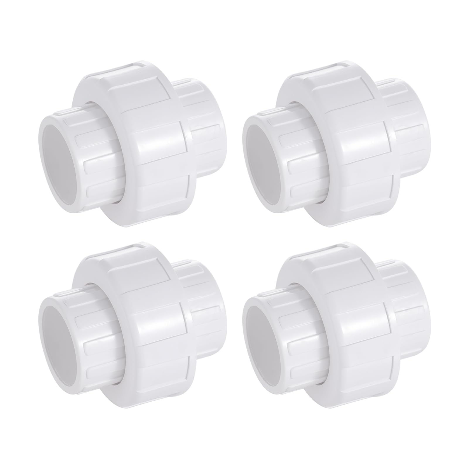 Photo 1 of 1" PVC Union Pipe Fitting, 1" PVC Slip Union Coupling Adapter (Socket x Socket) Schedule 40, EPDM O-Ring, White?4 Pack