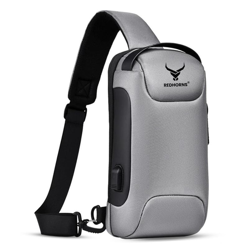 redhorns Waterproof Crossbody Chest Bag for Men & Women with USB Charging Port Unisex Design Anti-Theft Zipper Password Lock Shoulder Bag, Sling Bag Backpack for Travel-picture-23