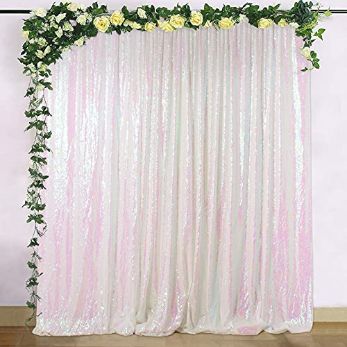 ShiDianYi 4FTx6FT-Transparent White-Sequin Backdrop, Shimmer Sequin Photo Booth Backdrop Sequin Photography Sequin Curtain for Xmas Decor (Transparent White)