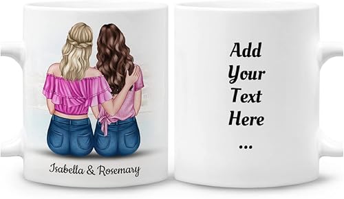 Miniatura 6 de Wassmin Bff Gifts for Women Pesonalized Best Friend Mug 11oz 12oz Walk Through Fire For You Bestie, taza de café, cumpleaños, amistad, Navidad,