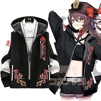 Genshin Impact Hu Tao Impression Hoodie, Hu Tao Cosplay Costume, Windproof Coat, Jacket, Mens, Casual, Spring, Autumn, Fashionable, Large Size, Game Merchandise, Doujin-related, Cos Cosplay