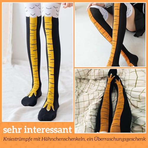 SPOKKI 2 Paar Chicken Leg Socks Fun Hühner Legs Sock, Overknee Socken Hühnerfüße Strümpfe Winter Warm, Witzig Personalisierte Wärmer Geschenke Vogel Paw Hühnerbein