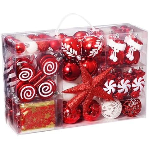AMLOOPH 131pcs Red and White Decorations Set Cover