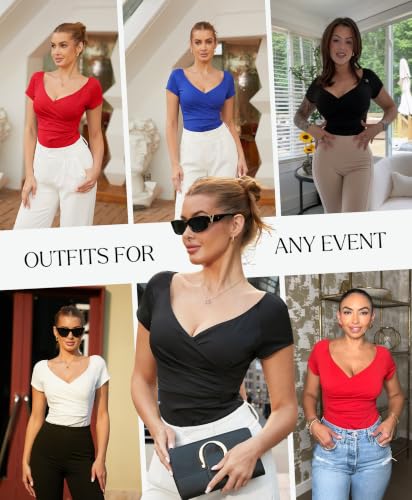 Popilush Short Sleeve Shapewear Bodysuits for Women Tummy Control Black L - image 4