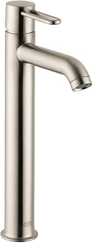 AXOR Uno Modern 38025821 - Grifo de lavabo de baño pulido a mano con 1 manija y 14 pulgadas de alto en níquel cepillado, 38025821