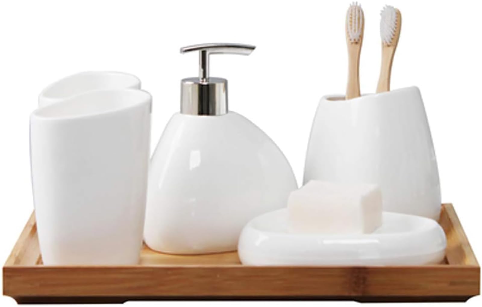 Set da Bagno in Ceramica per Bagno Accessori da Bagno Kit da Bagno Semplice in Ceramica Bianca da 6 Pezzi Set da Bagno Kit da Bagno