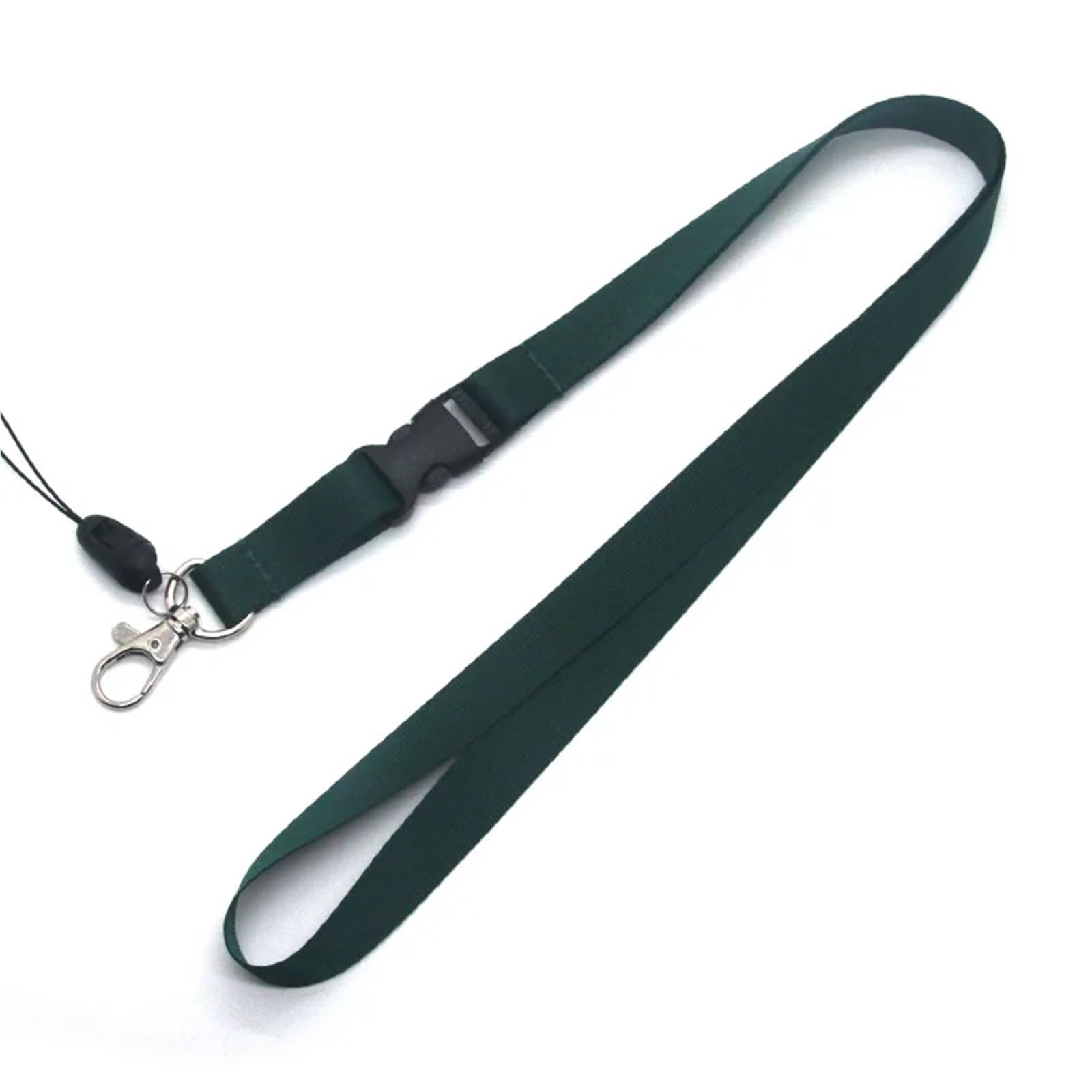 Lot de 32 cordons tour de cou de sécurité à suspendre pour téléphone portable, carte d'identité, badge, clés, anneau en métal (vert foncé)