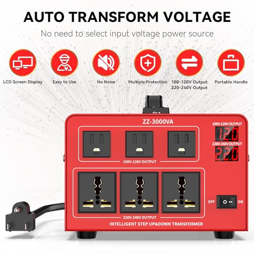 Olteanp OLTEANP-3000VA 3000 Watt Voltage Converter Auto Transformer Heavy Duty Step Up/Down Power Converter 220V To 110V thumb #1