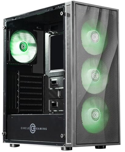 Image of Circle Xtender X1 Mid- Tower Computer Case | Gaming Cabinet - Black| Support ATX, M-ATX, ITX | Pre- Installed 3 x 120mm Front and 1 x 120mm Rear ARGB Mirror Fans