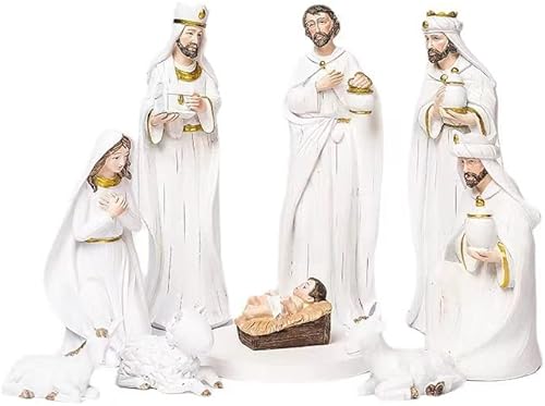 xflyxin Nativity Sets for Christmas Indoor,9-Piece Set,Sculpted Hand-Painted Nativity Figures,Holiday Decoration