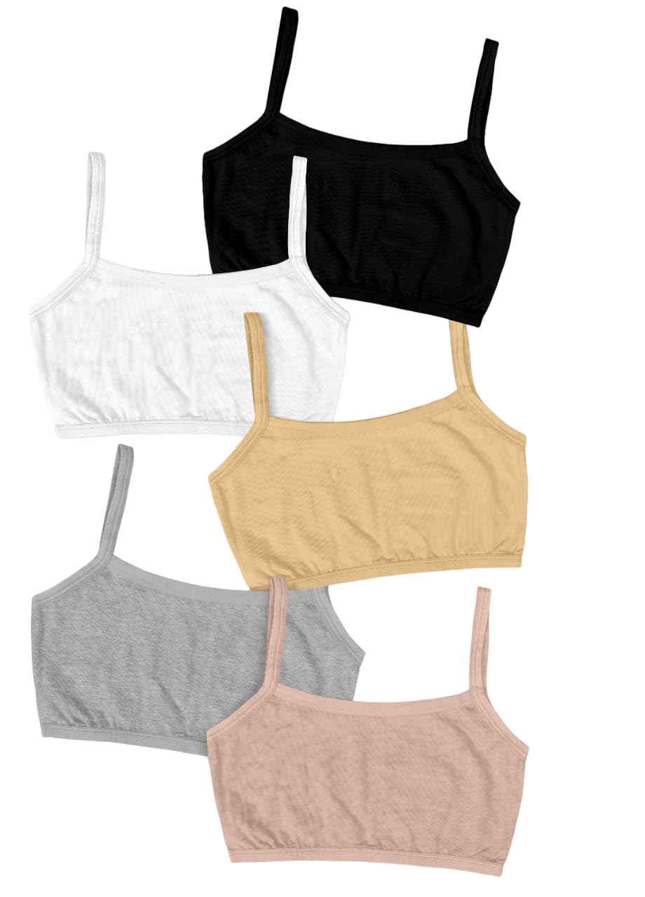 Tees4U Women's Polyester Wirefree Full Coverage Regular Wear Non-Padded Bra Pack of 5 (L-E-10227_Multicolor)