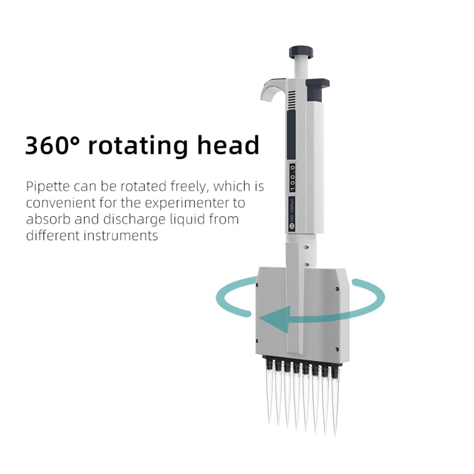 Pipeta multicanal Suministros de laboratorio Micropipeta de volumen variable 8 canales Capacidad de pipeta de 12 canales: 0,5 μl - 300 μl Ajuste de volumen preciso(8 Channels 50-300ul)