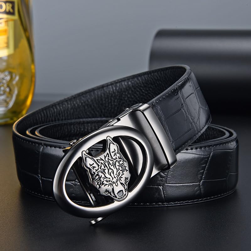 Mens Belts Leather Ratchet Belt Black Belt Men Dress Slide Adjustable Click Belts for Men