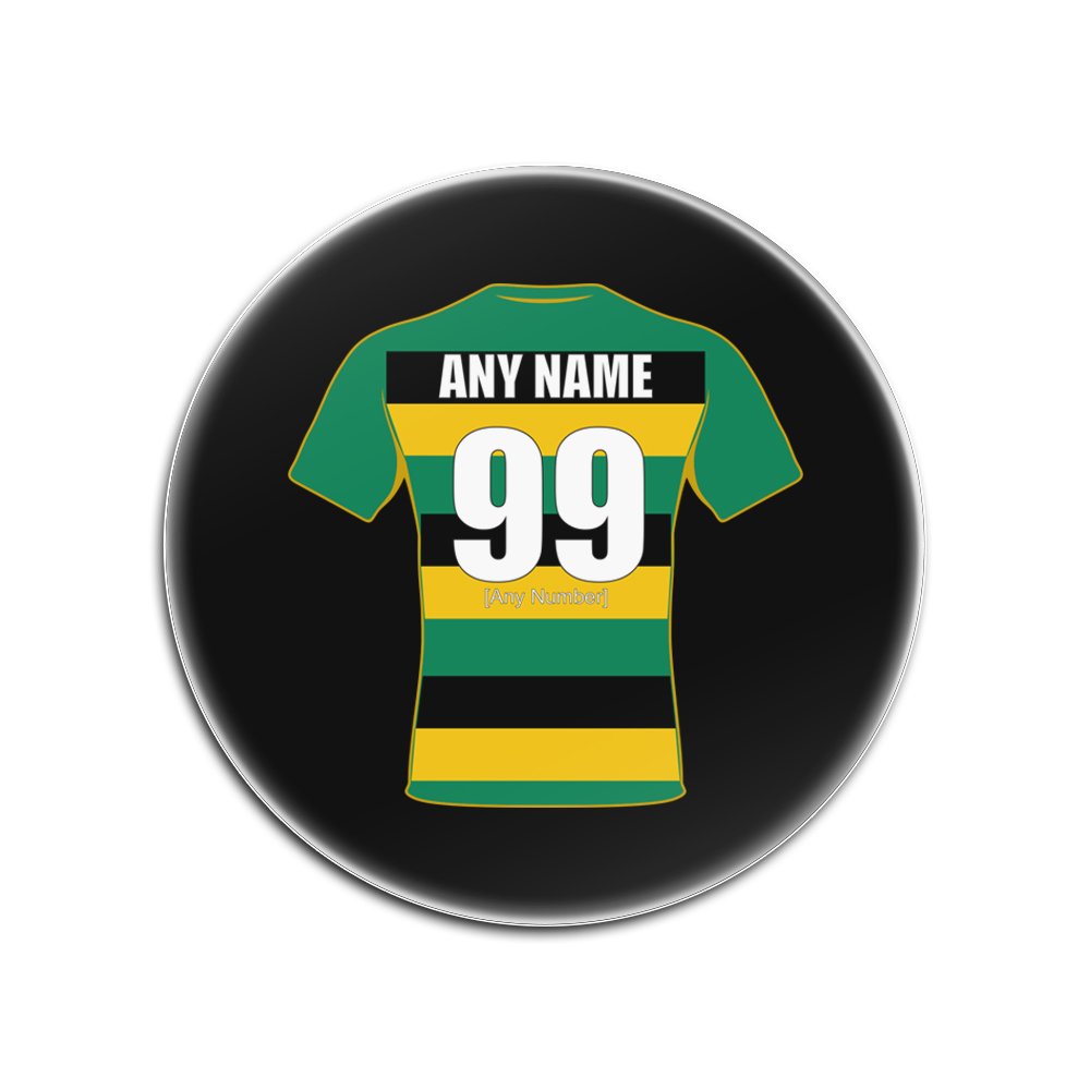 Unigift Black Personalised Gift - Northampton Saints Round Glass Coaster (Rugby Union Design Theme, Colour Options) - Any Name/Message On Your Unique Mat Pad - Jimmies