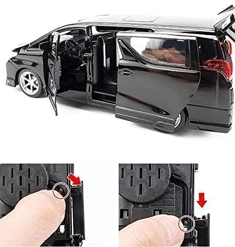 Image of 1:32 T Alphard - Black Alloy Diecast Pullback Metal Car Toy with Sound Light & Opening Doors - Best Gift Toy for Kids