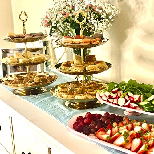 image for Two Set of Three Tier Cake Stand and Fruit Plate by Imillet -Stainless