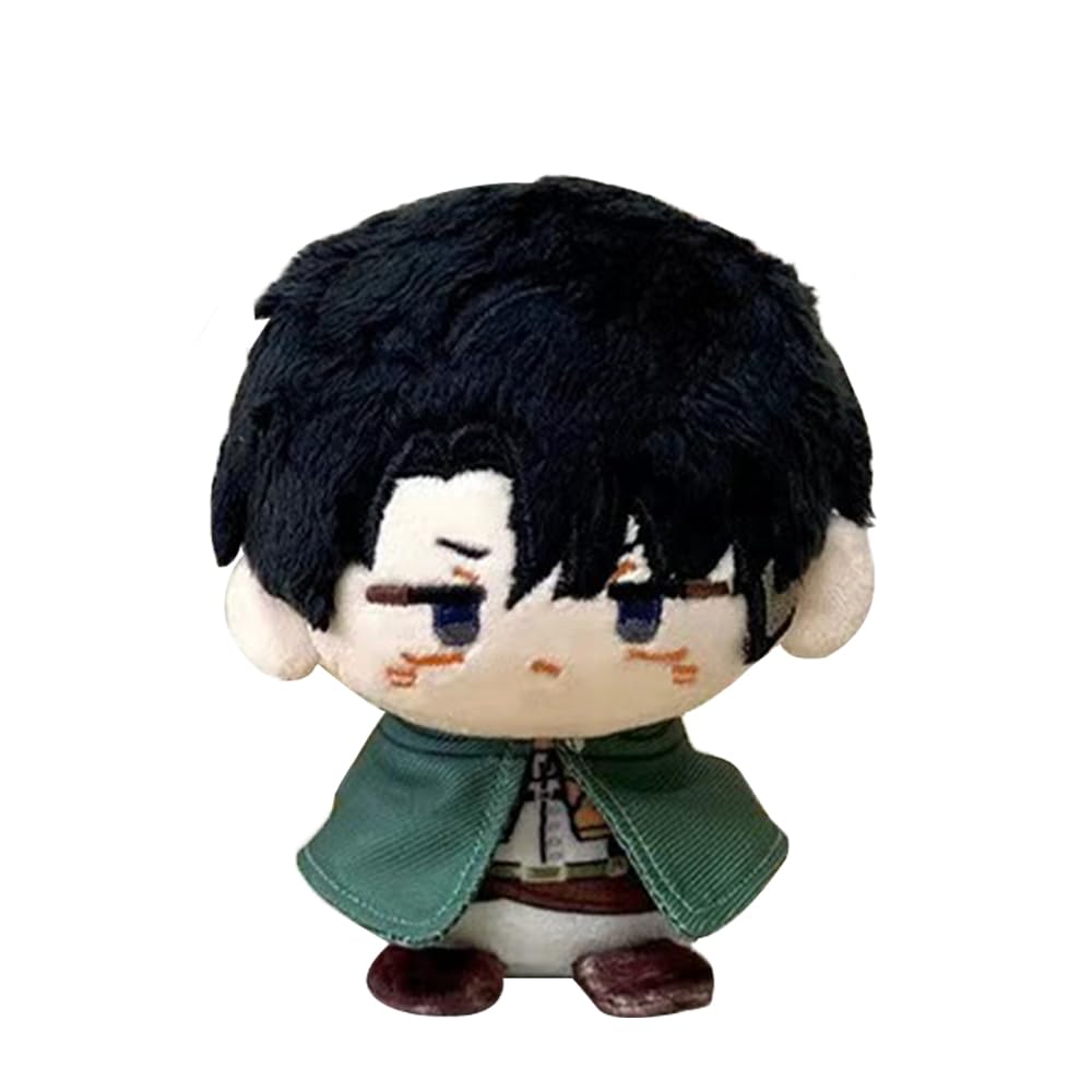 Zhongkaihua Levi Figure Plush Pendant Anime Levi Sitting Cushion Pillow Stuffed PP Cotton Keychain Bag Home Decoration for Fans