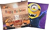 Weicher Velboa Plüsch MINIONS Kissen: Happy Birthday Dracula/Vampir 40x40 cm