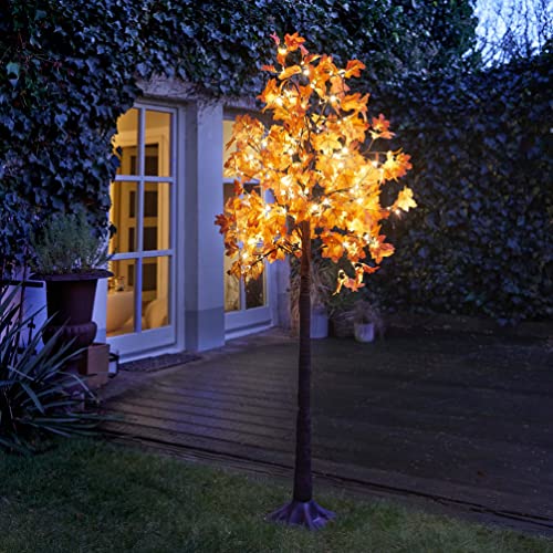 Northpoint LED Herbst Baum Herbstdeko Lichtbaum in Ahorn-Optik In- & Outdoor | 120 warmweiße LEDs | 180cm hoch | elastische Zweige | Timerfunktion | IP44 Spritzwassergeschützt