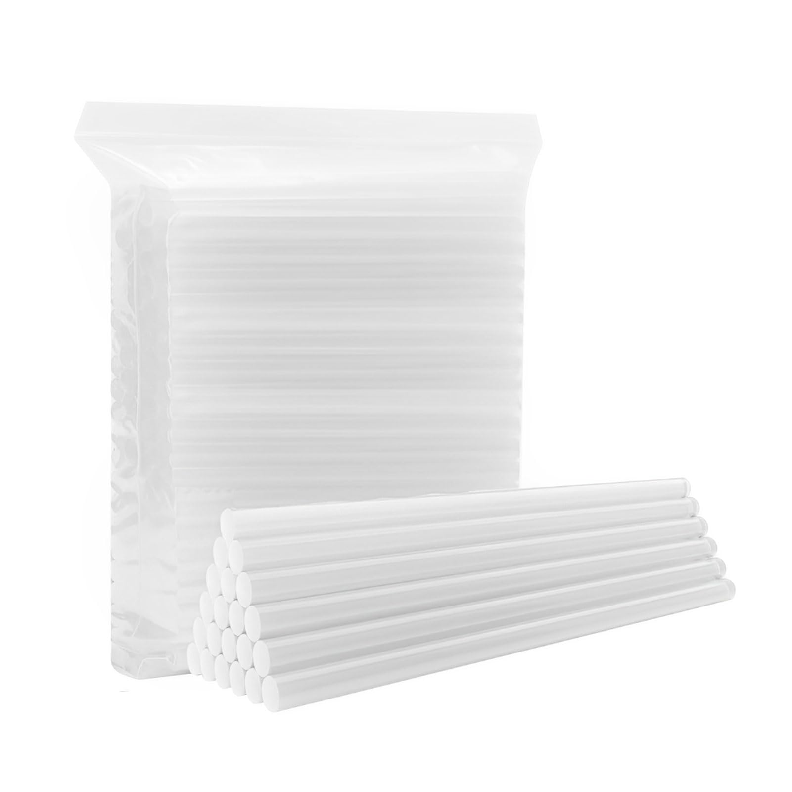 8 Inch Hot Glue Sticks (0.43" Diameter) - 50 Count Bulk Pack, Clear/White, All-Glue Gun Compatible, Fast-Bonding Adhesive for DIY Crafts, Home Repairs, School Projects & Decor