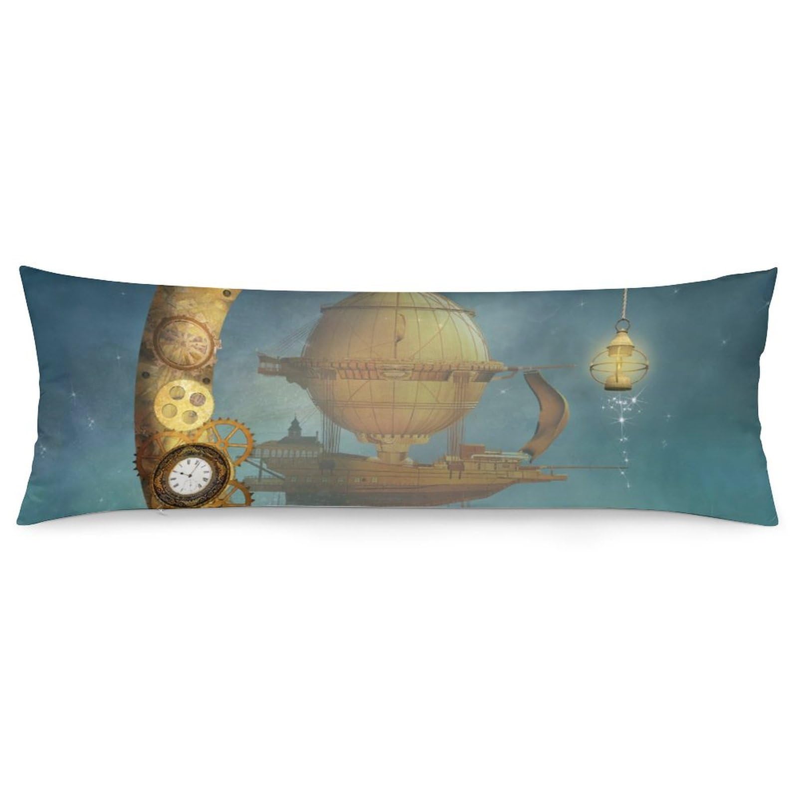 Steampunk Gold Moon and Vessel Body Pillow Cover Lightweight Long Pillow Case for Cushion Sofa Living Room Bed 20