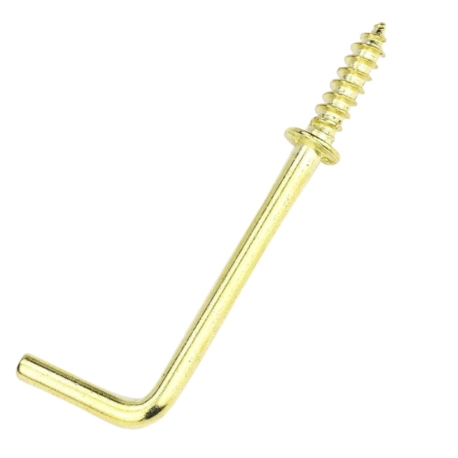 CIGPKLO L Shaped Hooks Screw 1/2"~1-1/2" L-Shaped Right Angle Screw Hook Square Bend Hooks for Hanging Kitchen Cup Accessories(L 34mm 30pcs)