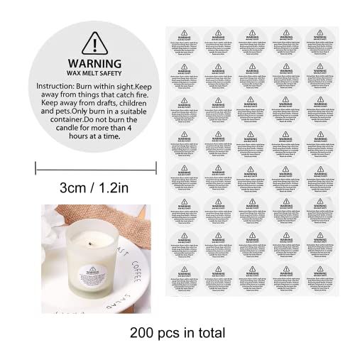 200 adhesivos de advertencia para velas y clips para mechas miniatura 3