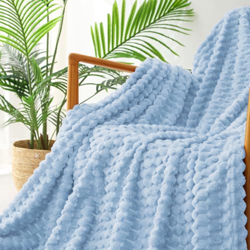 Image of Exclusivo Mezcla Fleece Throw Blanket for Couch, Extra Large Fuzzy Stone Blue Bed Blankets, Soft Cozy Plush Sofa Throws for All Seasons, 50x60 Inches