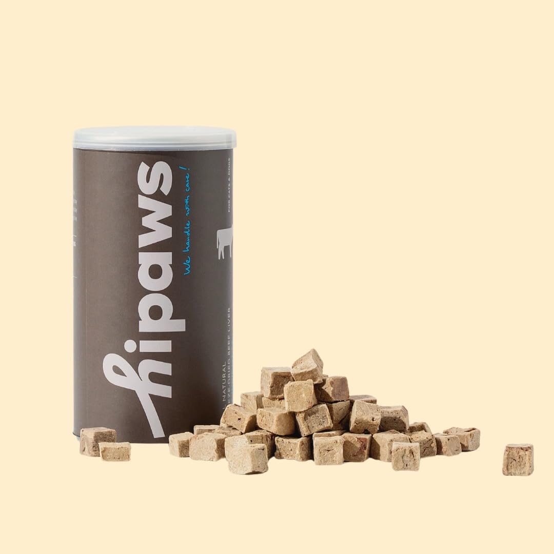Hipaws All Natural Beef Liver Freeze-Dried Cat Treats Toppers (55g Tube), Fresh Beef Liver Dog Treats; Freeze Dried to Protect Nutrition and Rich Protein, Easy Digestion for Cats and Dogs