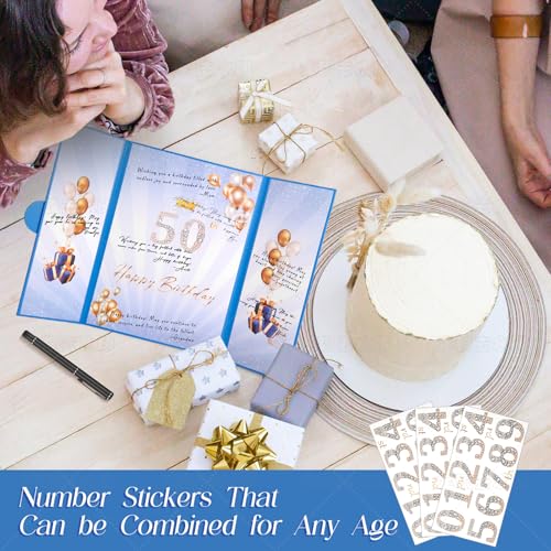 Image of Blue Gold Birthday Party Decorations,18 inch x 12 inch Creative Birthday Decorations Guest Sign in Book Alternative,Birthday Gift for Men and Women of All Ages, Happy Birthday Party Supplies