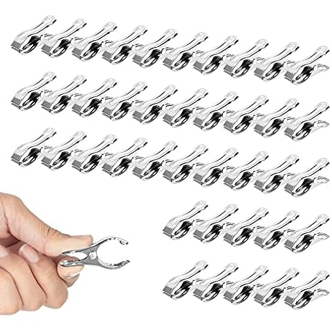 40PCS Stainless Steel Clothes Pins - Beach Towel Clips to Keep Your Towels, Clothes, Blanket from Blowing Away or Sliding Down, Heavy Duty Metal Clips for Greenhouse Netting Cover