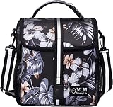 VLM Lunch Bags for Women,Leakproof Insulated Floral Lunch Box with Adjustable Shoulder Strap Reusabl