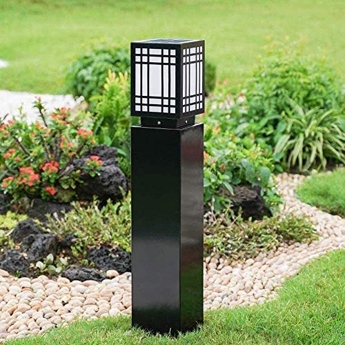 Lampa zewnętrzna Ogród Solar Bollard Light, zewnętrzna lampa LED na cokole Kwadratowa aluminiowa willa Patio Yard Słup słupkowy Latarnia Energooszczędny chodnik Oświetlenie ścieżek Europejs